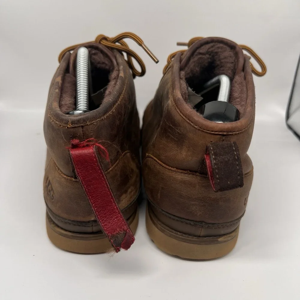 UGG Neumel Waterproof Grizzly Leather Chukka Boots Mens 12 Brown Shoes Lace Up